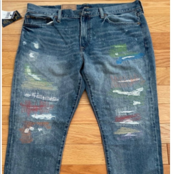 🆕Polo Ralph Lauren🏇Size 31 Avery Boyfriend distressed Multicolored Stitch Jean - Picture 4 of 13
